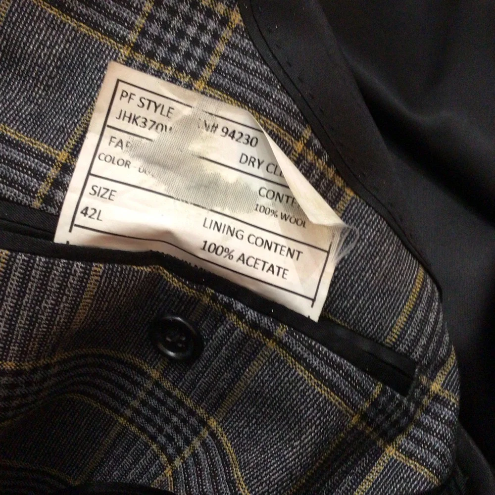 Paul Frederick Gray Plaid Sport Coat Jacket 42L